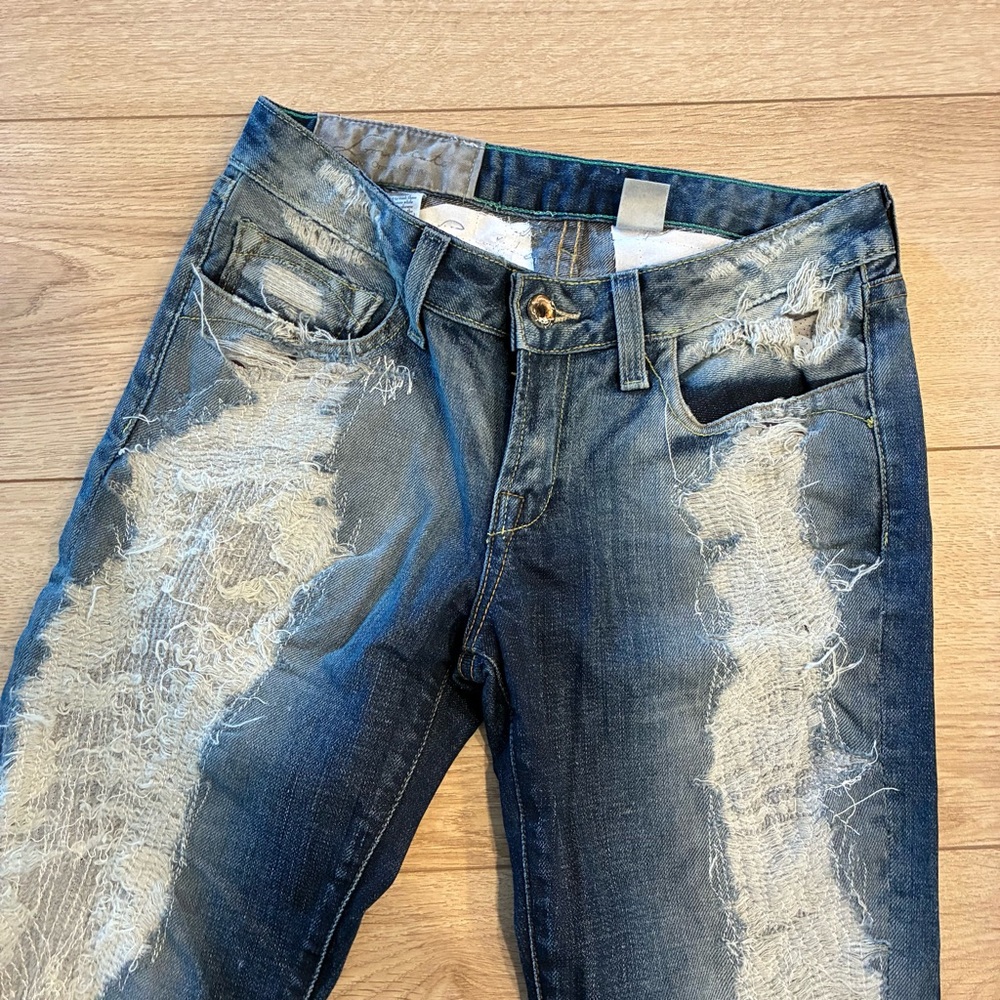 NEW Loomstate Women’s Organic Cotton Distressed Faded Bootcut Jean Size 27